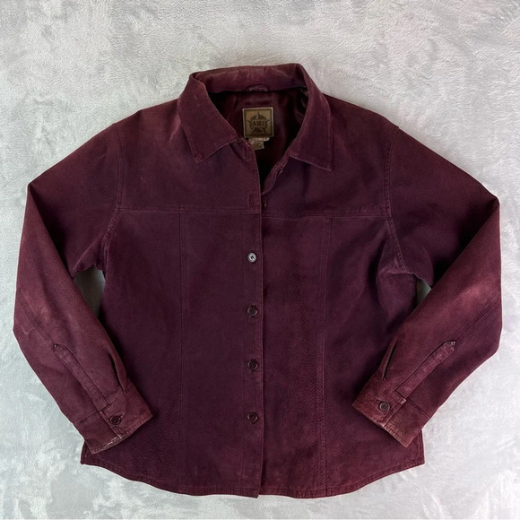 a.m.i Jackets & Blazers - A.M.I Suede Jacket Leather Size Large Womens Purple Button Satin 70s Style